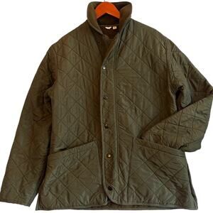 Fjall Quilted Chore Coat Barn Jacket Men Small Olive Green Fleece Lined Gorpcore